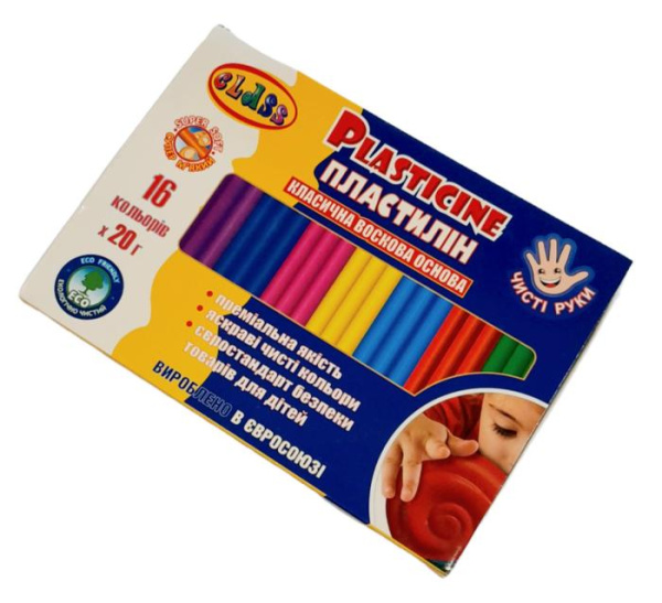 Пластилін "CLASS" "Чисті руки MAXI" 16 кол. /7647С/ 320 гр.  (1/30)