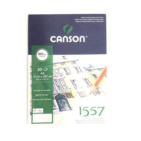 Блокнот-склейка для графіки і акварелі 1557, 180г/м2, 30арк. А4 CANSON