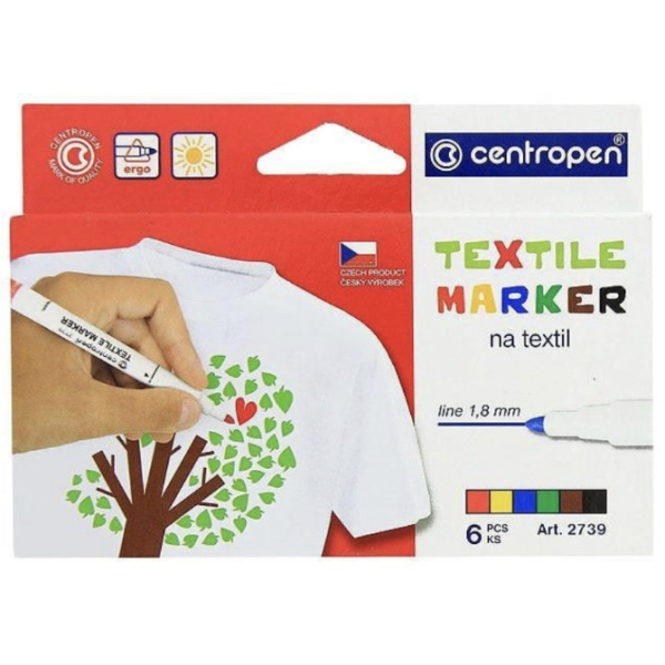 Набір маркерів Textile 6 цв.2739 2 мм.Centropen