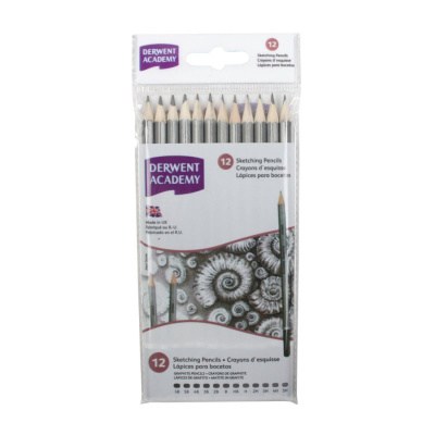 Набір чорнографітних олівців Sketching Academy , 12 шт (6B-5H), в пластик. упаковці, Derwent