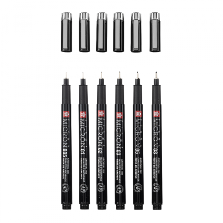 Набір лінерів PIGMA MICRON Black Edition, 6 шт.(005-08), Чорний, Sakura
