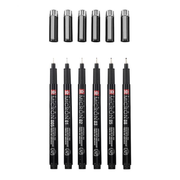 Набір лінерів PIGMA MICRON Black Edition, 6 шт.(005-08), Чорний, Sakura