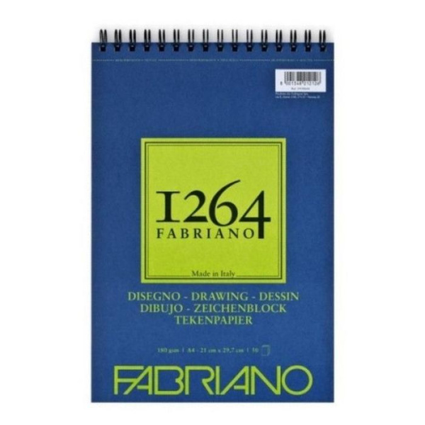 Альбом 1264 на спіралі для рисунку А4, 180г/м2, 50арк, Fabriano