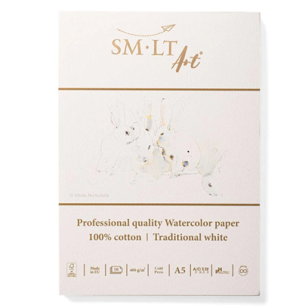 Склейка для акварелі PRO CREATE А4, 400г/м2, 10арк, 100% бавовна, SMILTAINIS