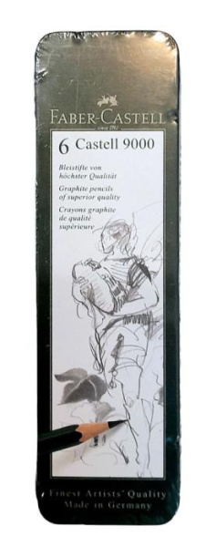 Набір чорнографітних олівців 6шт (HB-8B) металевий пенал Faber-Castell