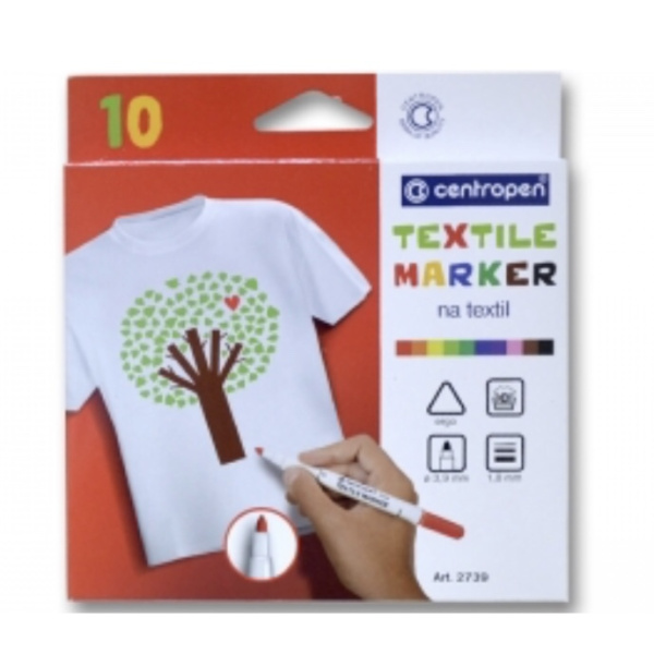 Набір маркерів Textile 10 цв.2739 2 мм.Centropen
