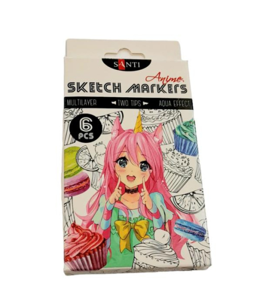 Набір маркерів SANTI sketch "Anime", 6 шт