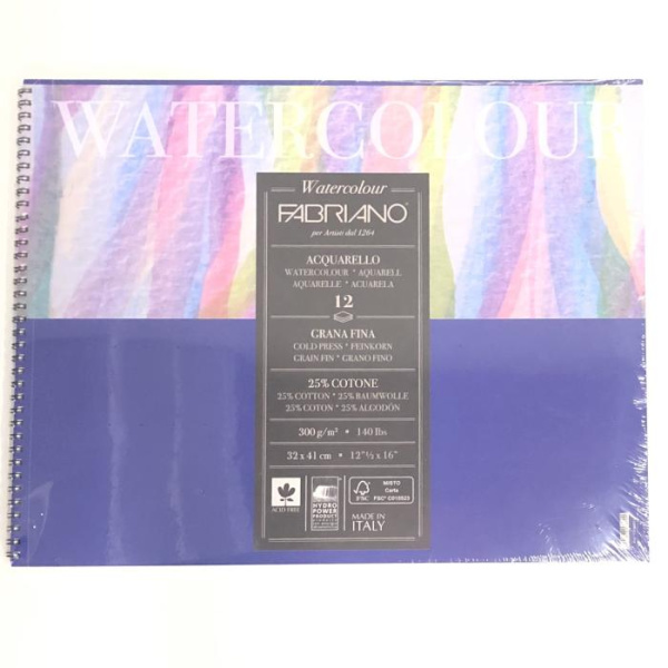 Альбом для акварелі на спіралі Watercolor Studio" A3(21х29,7см.),300г, 12л, Fabriano