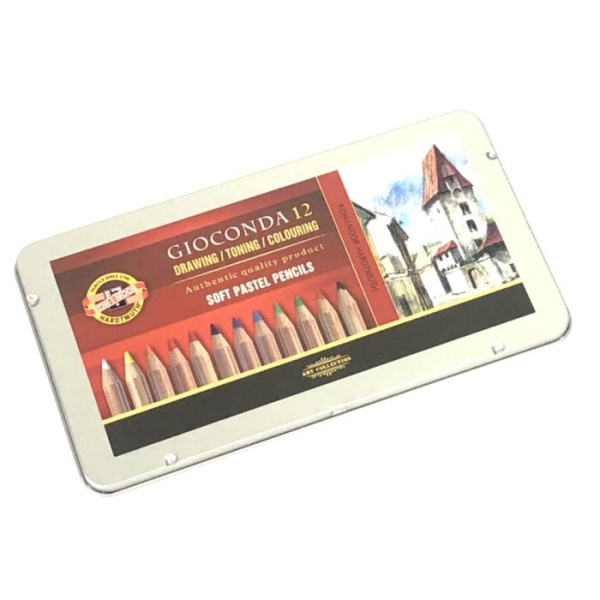 Олівці пастельні GIOCONDA 8827, набір12кол.,мет.уп