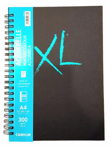 Блокнот для акварелі XL Aquarelle А4 300 г/м2, 68арк. Тверда обкладинка, спіраль