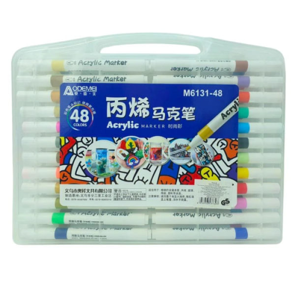 Набiр акрилових маркерів AODEMEI, 48 кол., plastic box