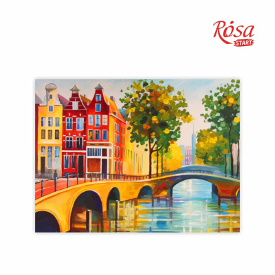 Полотно на картоні з контуром, Міста "Амстердам", 30*40, бавовна, акрил, Етюд