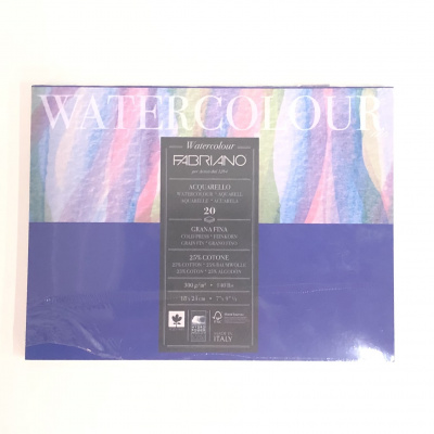 Блок склейка  для акварели Watercolor B5 (18х24см), 300г/м2, 20л, середнє зерно, Fabriano