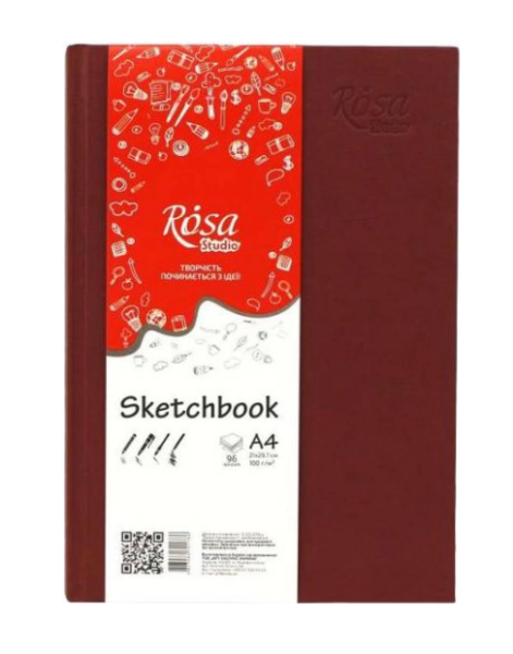 Блокнот A5 (14,8*21см), 100г/м, 96арк., бордо, ROSA Studio